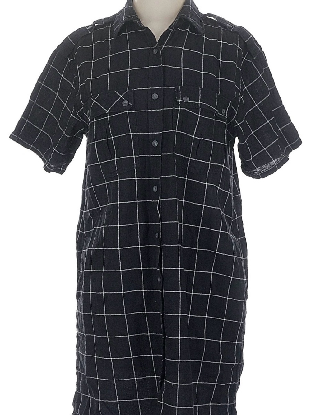 Current/Elliot black and white windowpane print work dress